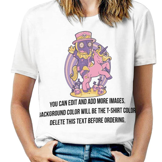 Cute Plague Doctor on his Unicorn-Customize this Design T-Shirt-S to 6XL