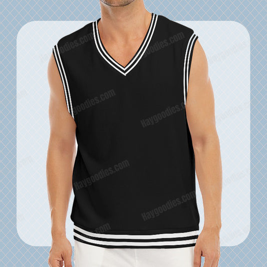 Black Unisex Knitted Vest-S to 5XL