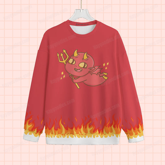 Cute Little Red Chubby Demon Unisex Knitted Sweater-S to 7XL