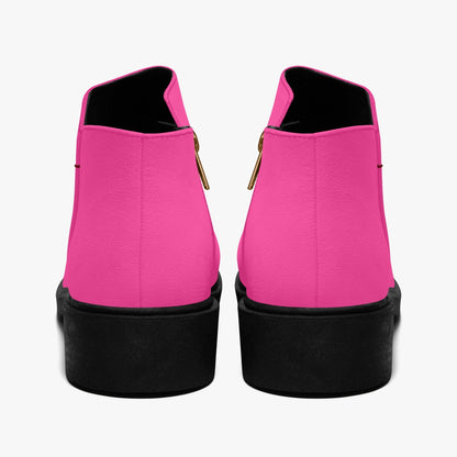 Doll Pink Zipper Unisex Suede Ankle Boots