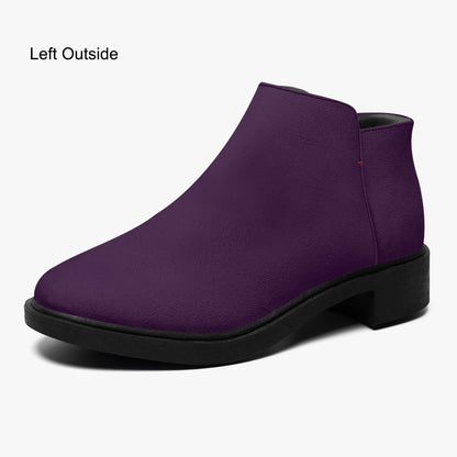Deep Purple Zipper Unisex Suede Ankle Boots