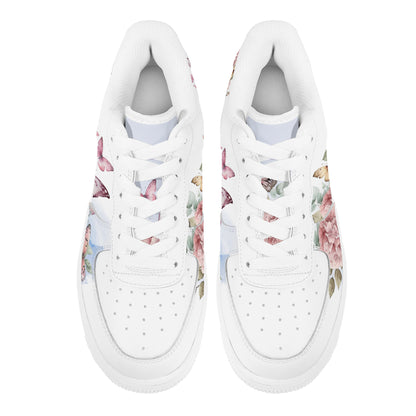 Floral & Butterlies Women's Sizes Low Top Leather Shoes