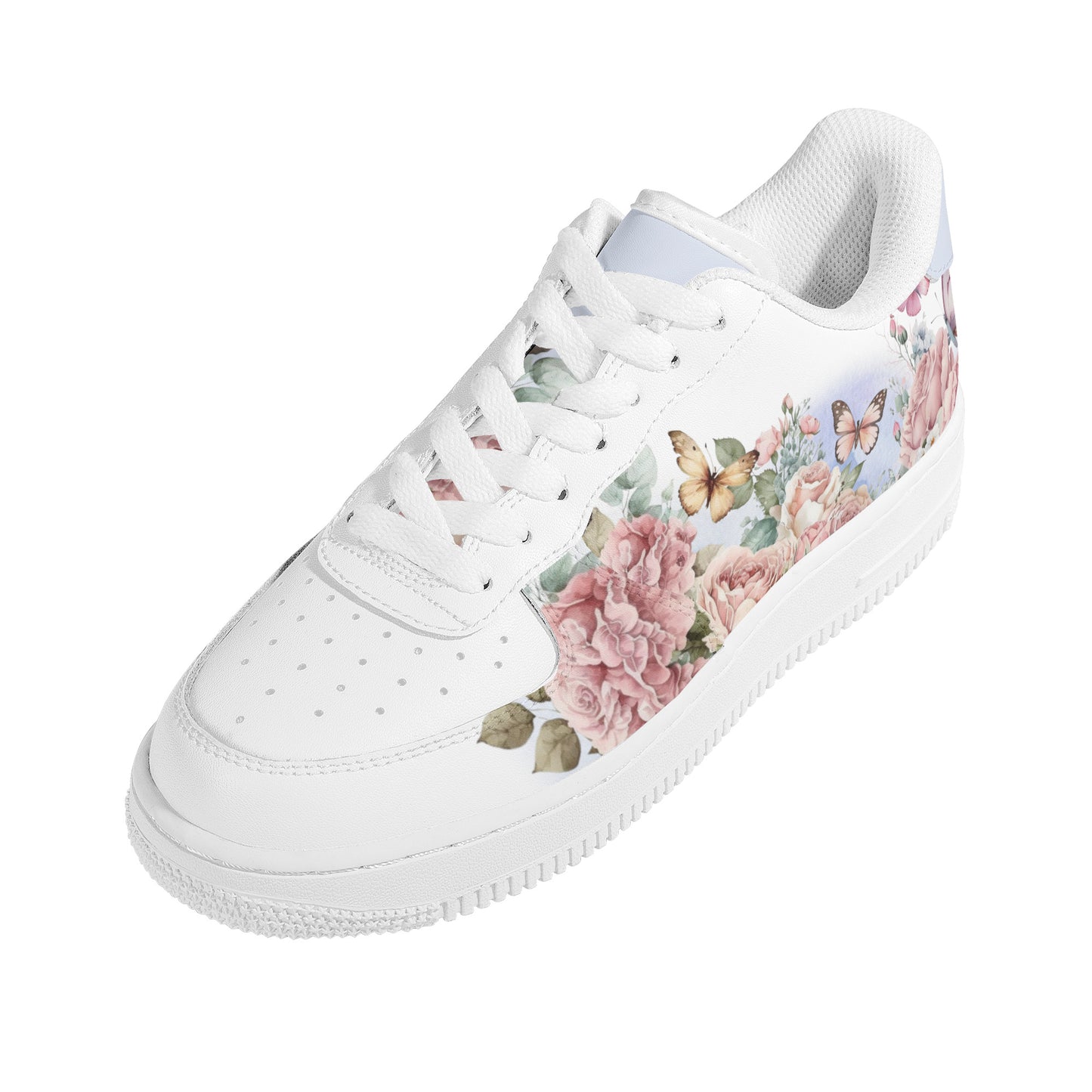 Floral & Butterlies Women's Sizes Low Top Leather Shoes
