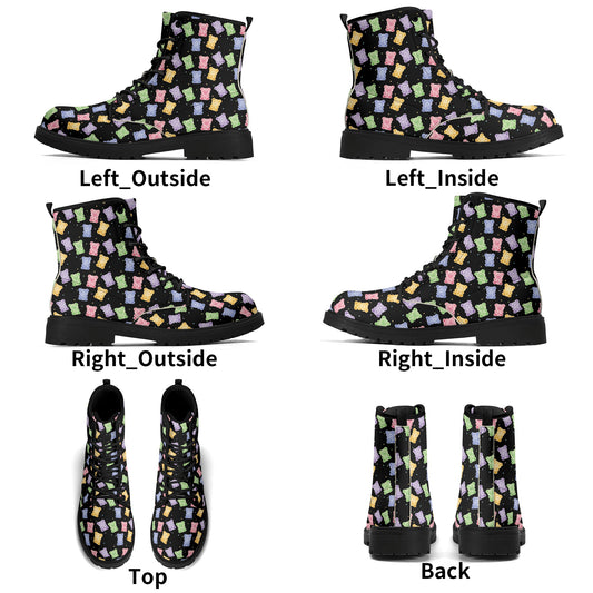 Cute Gummy Bears Pattern Mens Sizes Leather Boots