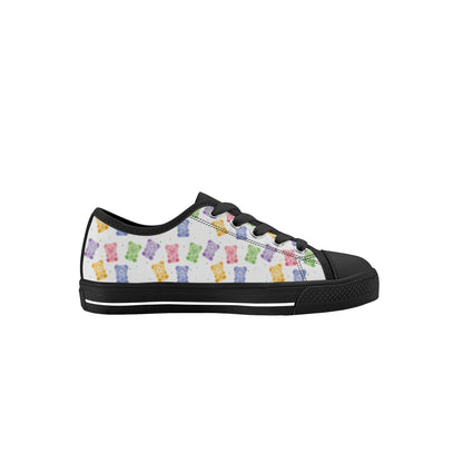 Personalize-Gummy Bears Pattern Kids Low Top Canvas Shoes