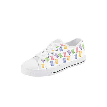 Personalize-Gummy Bears Pattern Kids Low Top Canvas Shoes