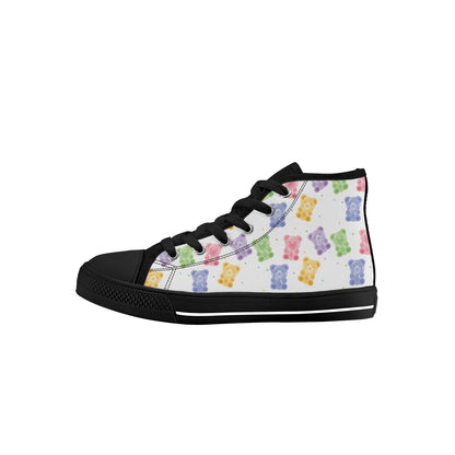 Personalize-Gummy Bears Pattern Kids High Top Canvas Shoes