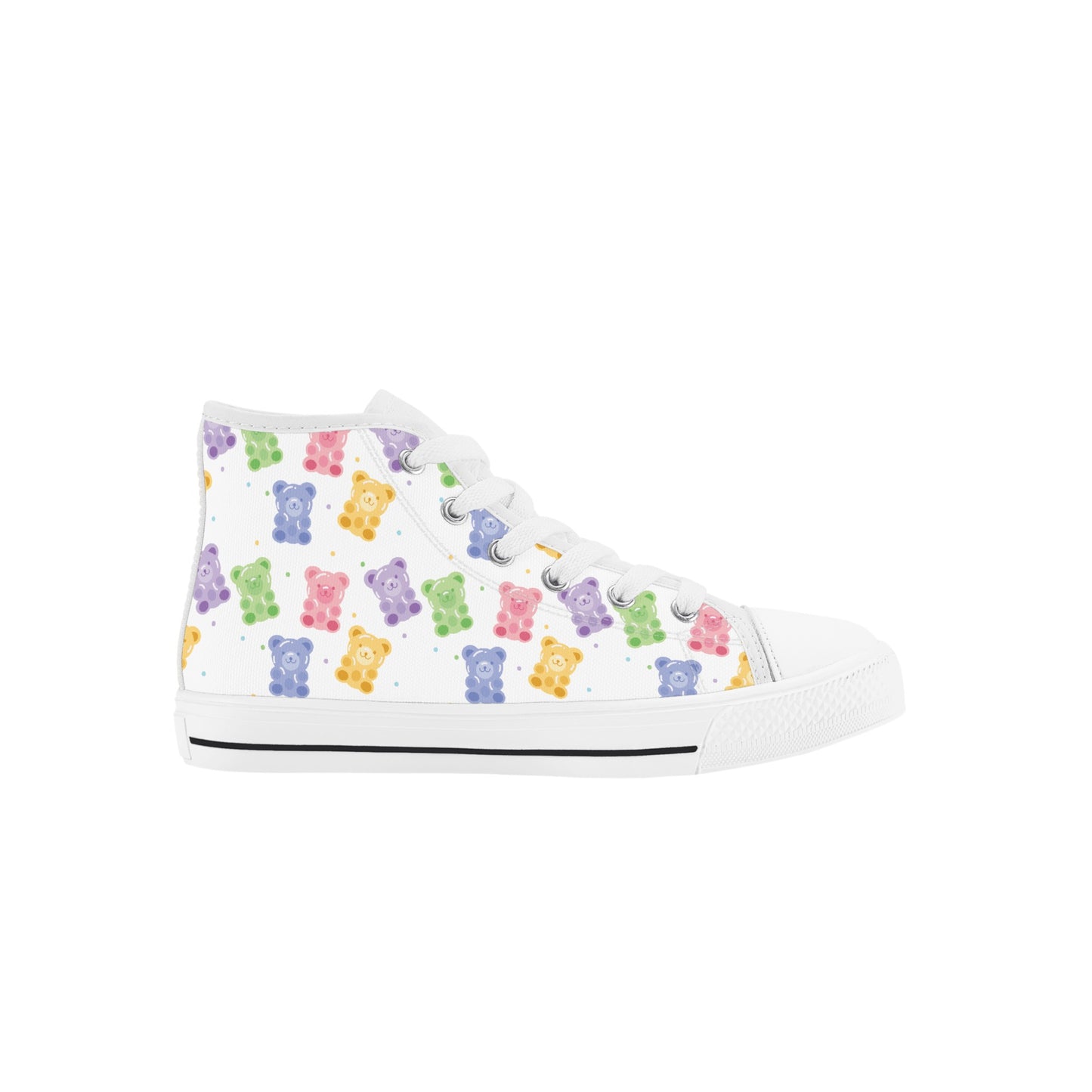 Personalize-Gummy Bears Pattern Kids High Top Canvas Shoes