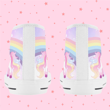 Cute Magical Unicorn Kids High Top Canvas Shoes