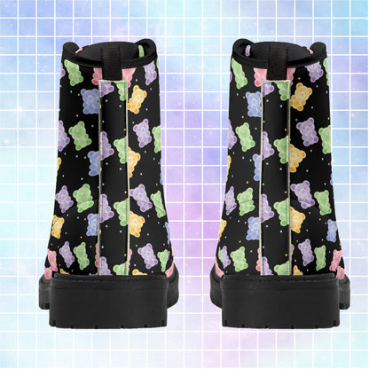Cute Gummy Bears Pattern Womens Sizes Leather Boots