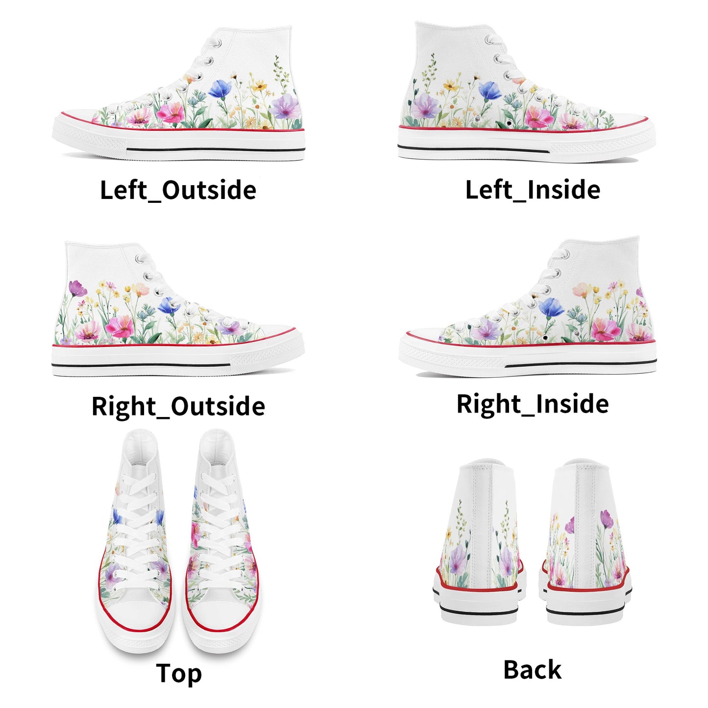 Spring Bloom Flowers High Top Canvas Shoes
