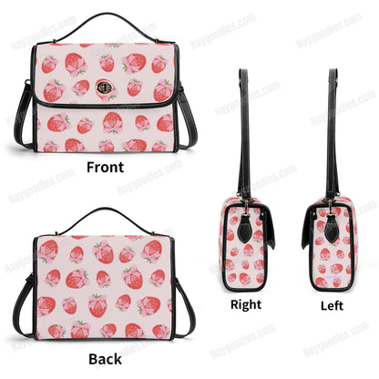 Cute Strawberry Kitsch Pattern PU Leather Satchel Bag