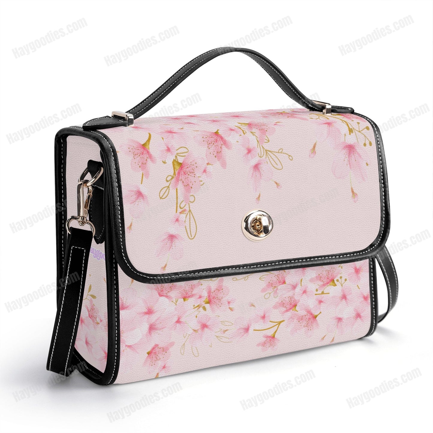 Pink Sakura Cherry Blossom PU Leather Satchel Bag
