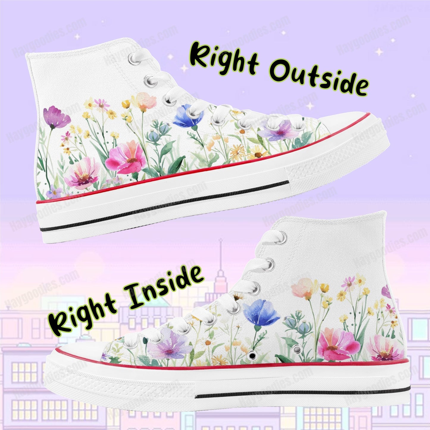 Spring Bloom High Top Canvas Shoes-Men and Women Sizes