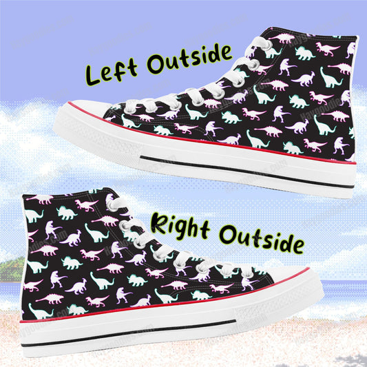 Neon Dinosaur Pattern Classic High Top Canvas Shoes