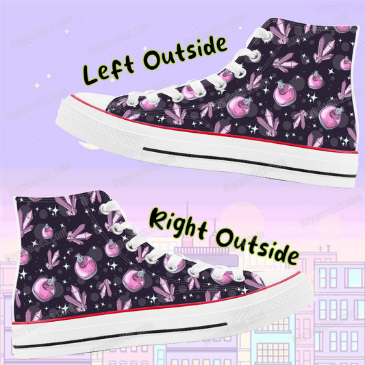 Potions and Crystals Pattern High Top Canvas Shoes