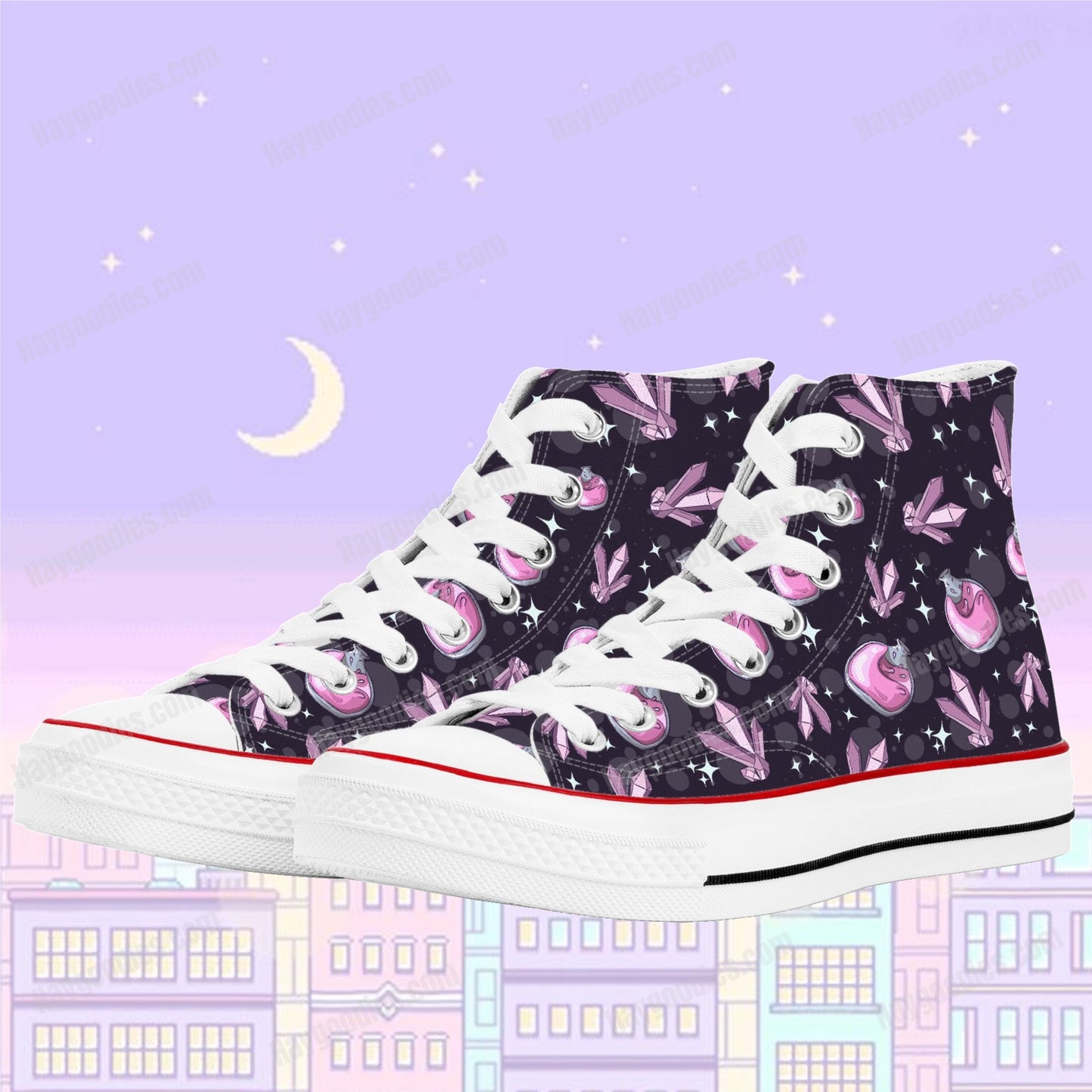 Potions and Crystals Pattern High Top Canvas Shoes