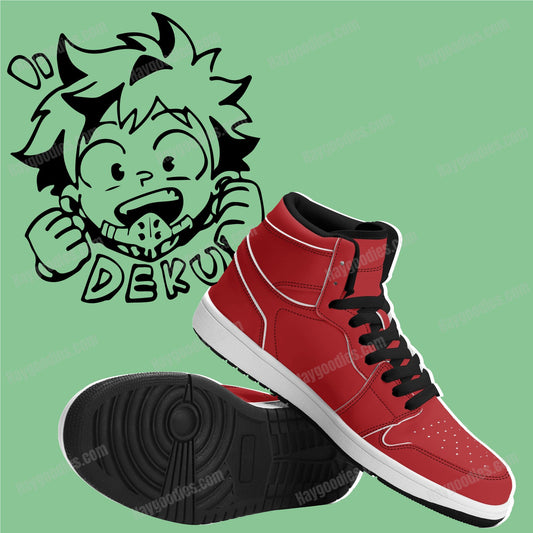 Deku Red Mens Sizes High Top Leather Sneakers