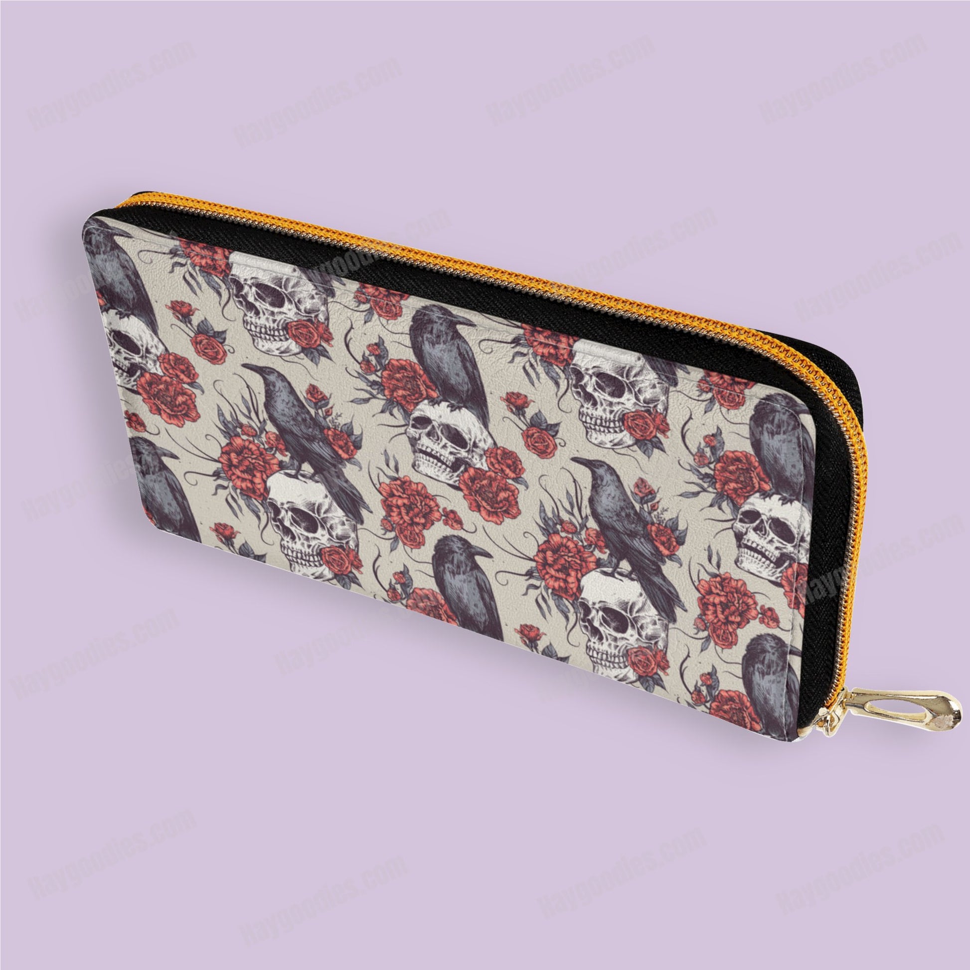 Skull, Crows and Roses Zipper Purse - HayGoodies - purse