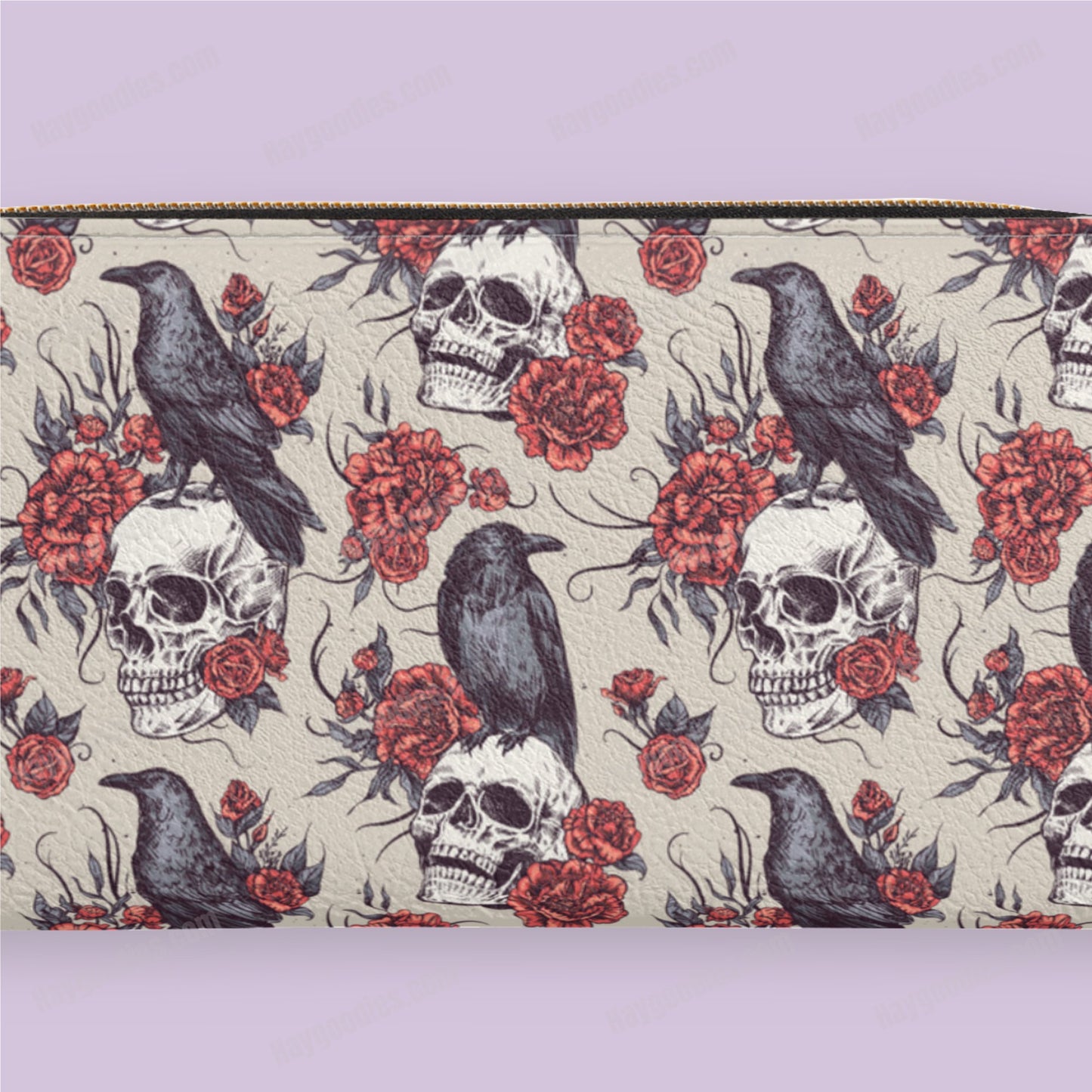 Skull, Crows and Roses Zipper Purse - HayGoodies - purse