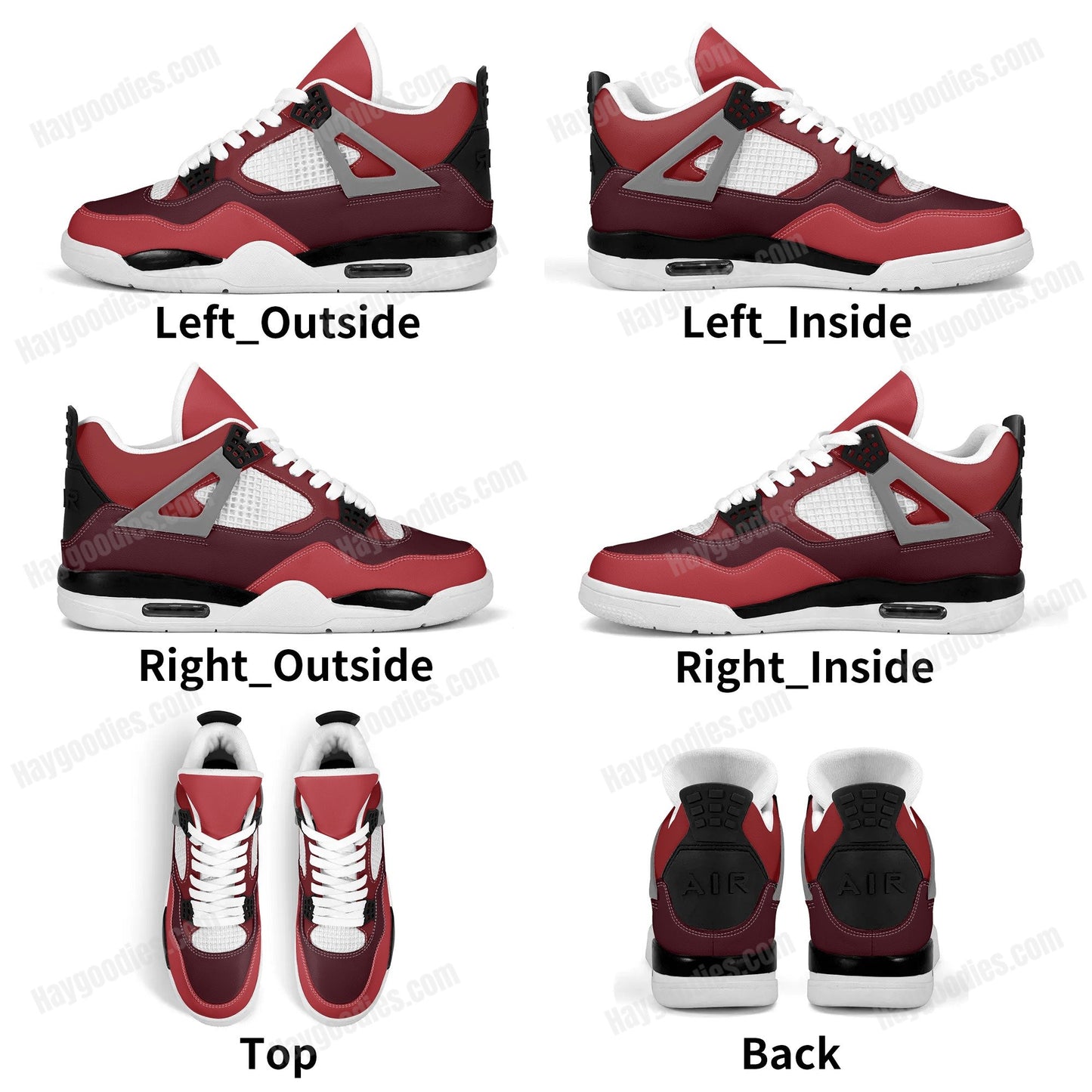 Red Color Mix Low Top Retro J4 Style Sneakers