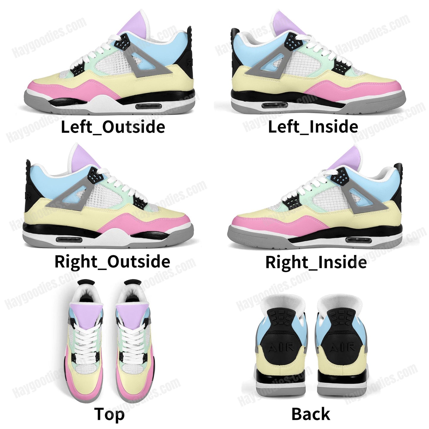 Pretty Pastel Colors Retro Low Top J4 Style Sneakers