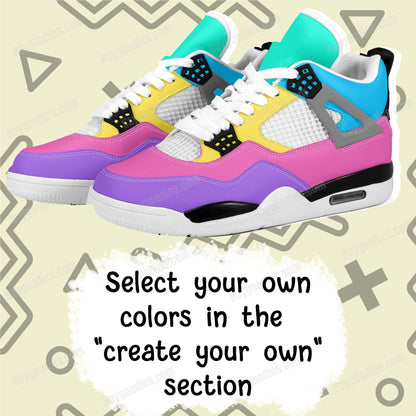 Bright Candy Color Mix Retro Low Top J4 Style Sneakers