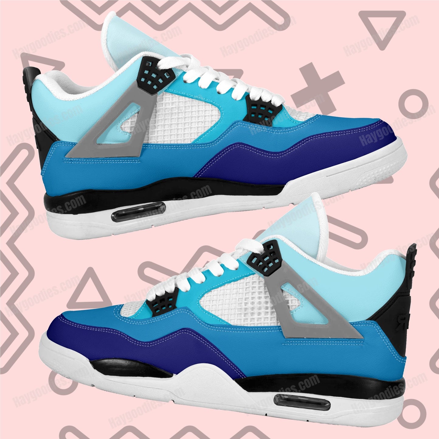 Blue Hues Color Mix Retro Low Top J4 Style Sneakers