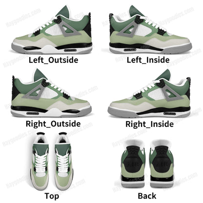 Green Tea Color Mix Retro Low Top J4 Style Sneakers