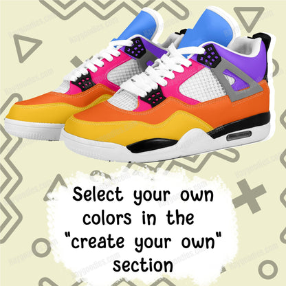 Neon Retro Color Mix Low Top J4 Style Sneakers