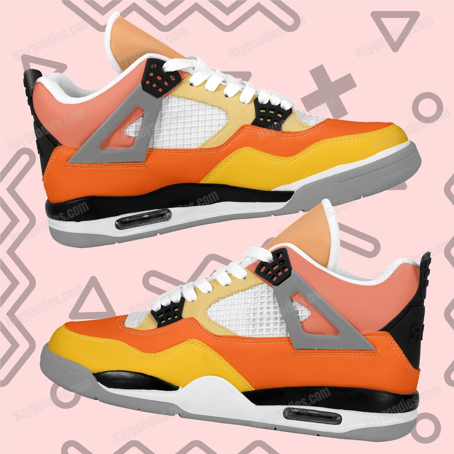 Orange Color Mix Retro Low Top J4 Style Sneakers