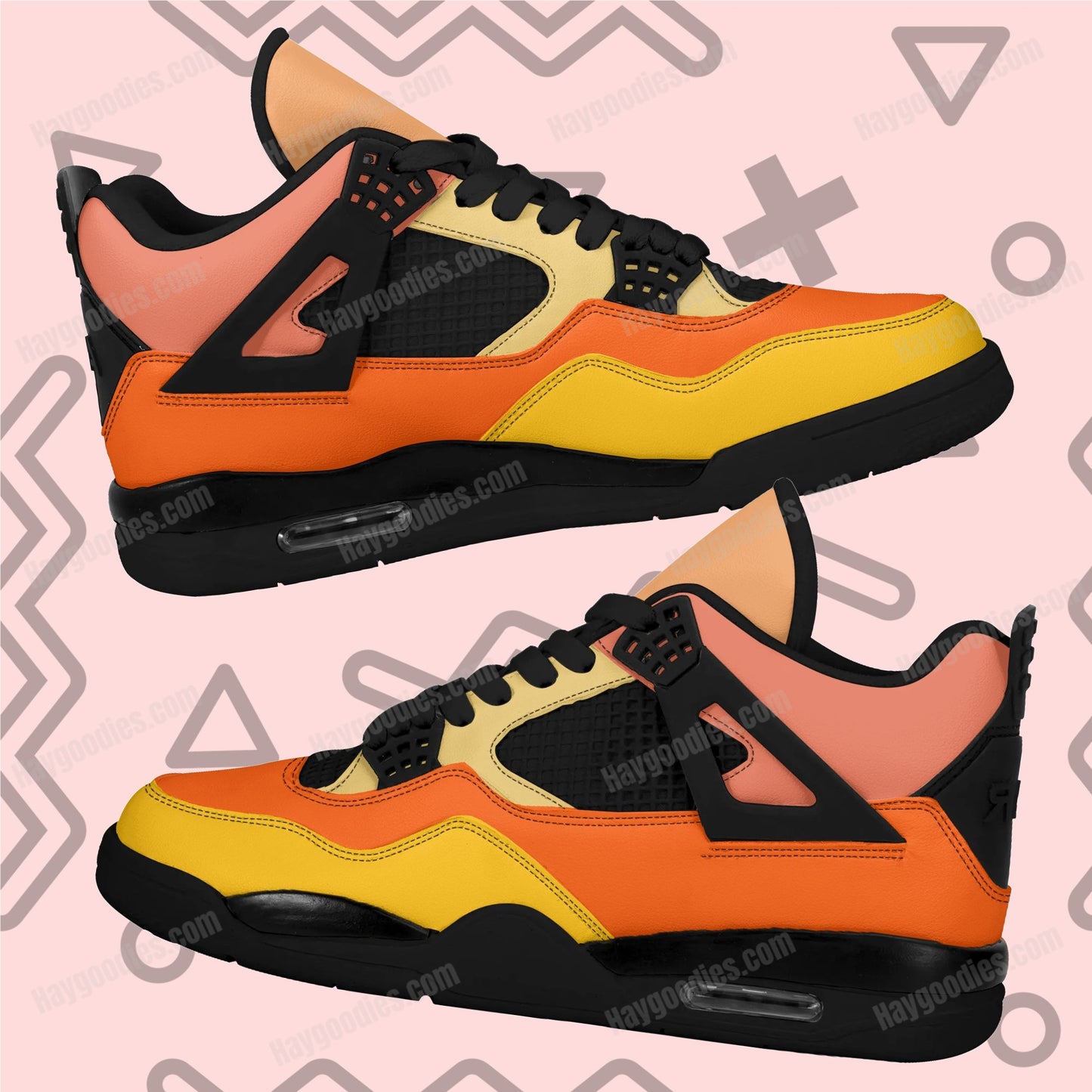 Orange Color Mix Retro Low Top J4 Style Sneakers