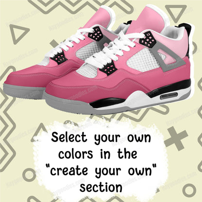 Pink Mix Colors Retro Low Top J4 Style Sneakers