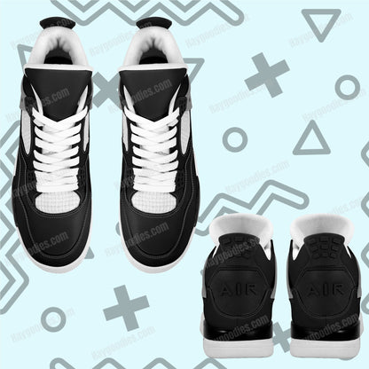 Black Color Retro Low Top J4 Style Sneakers