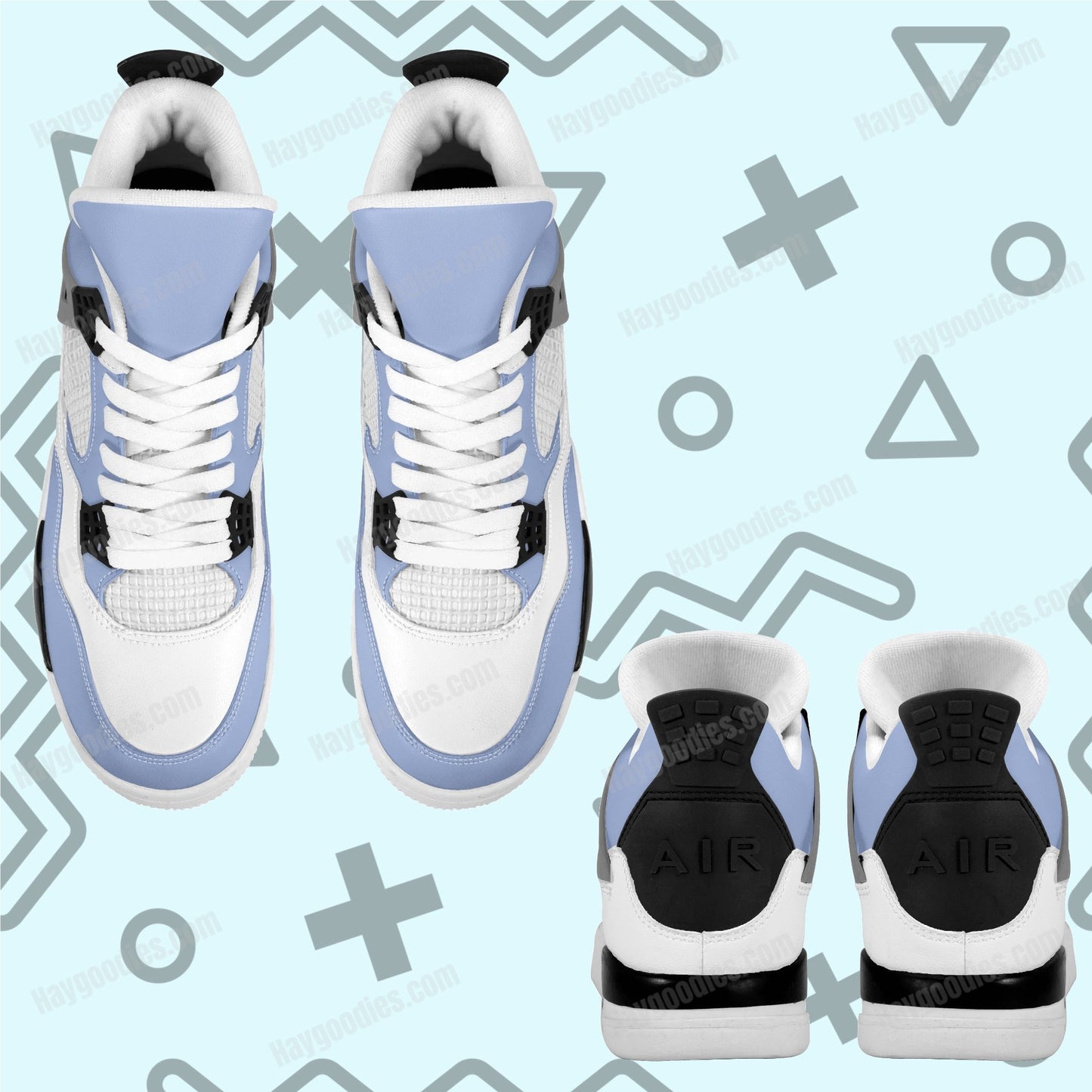 Powder Blue Color Mix Retro Low Top J4 Style Sneakers