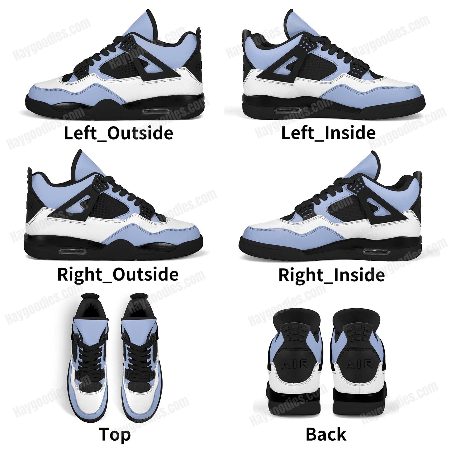 Powder Blue Color Mix Retro Low Top J4 Style Sneakers