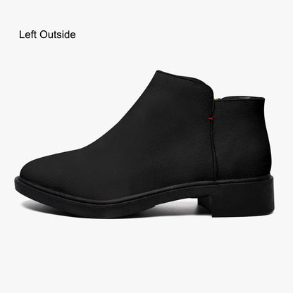 Black Zipper Unisex Suede Ankle Boots