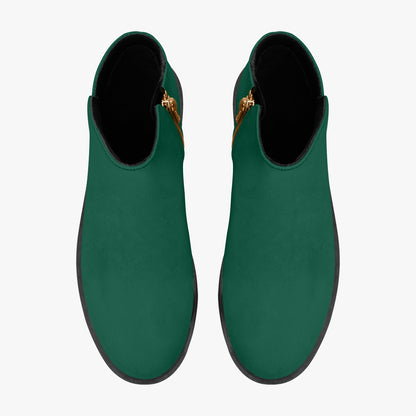 Dark Green Zipper Unisex Suede Ankle Boots