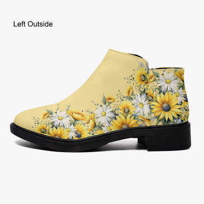 Sunflowers and Daisies Unisex Fashion Zipper Boots