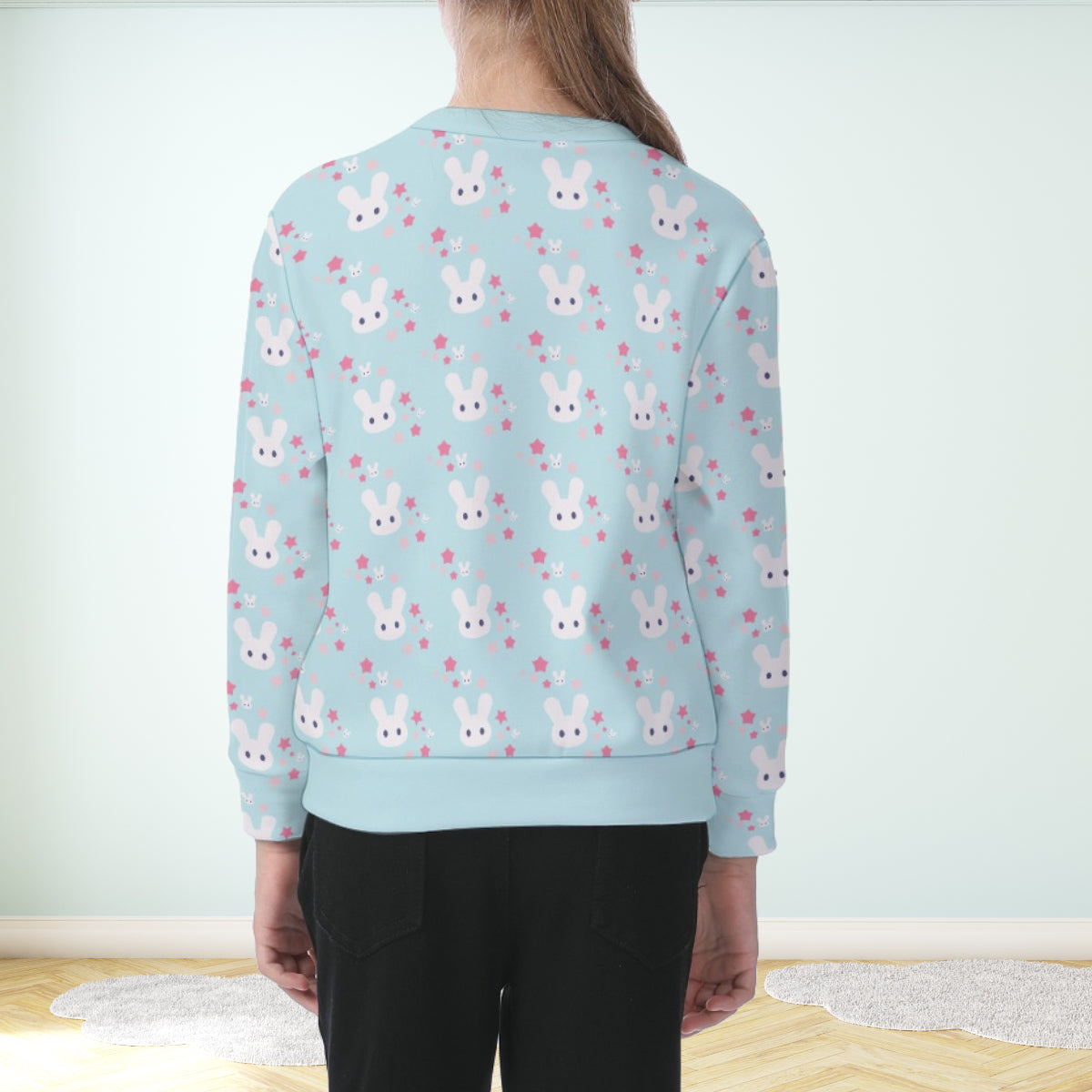 Kawaii Cute Rabbit and Stars Pattern Kids Sweater-4 Colors Available