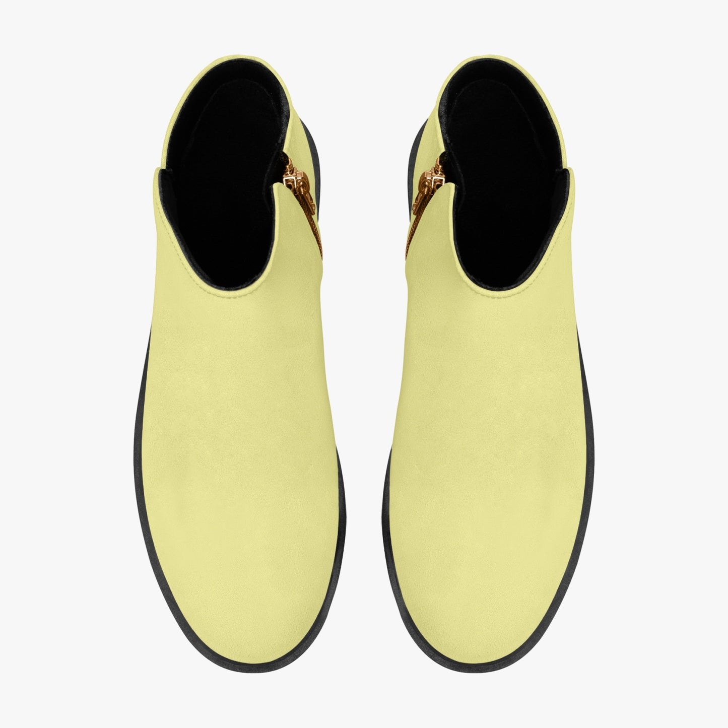 Pastel Yellow Zipper Unisex Suede Ankle Boots