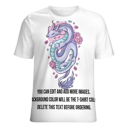 Kawaii Floral Dragon-Customize this Design T-Shirt-S to 6XL