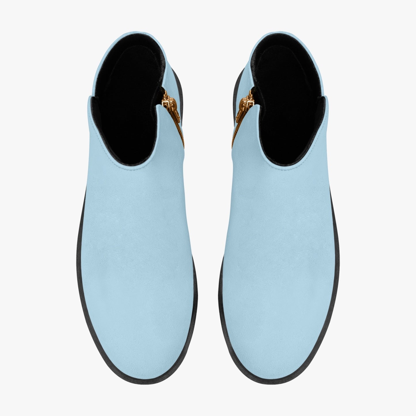 Pastel Blue Zipper Unisex Suede Ankle Boots