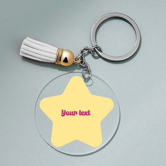 Personalize Acrylic Round Keychain With Tassel