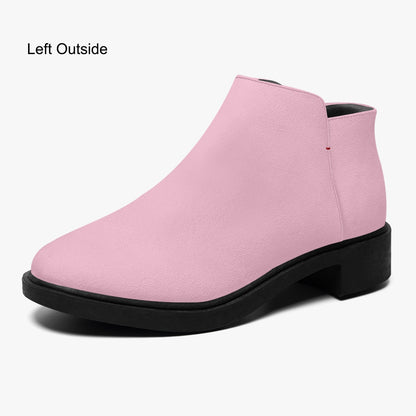 Pastel Pink Zipper Unisex Suede Ankle Boots