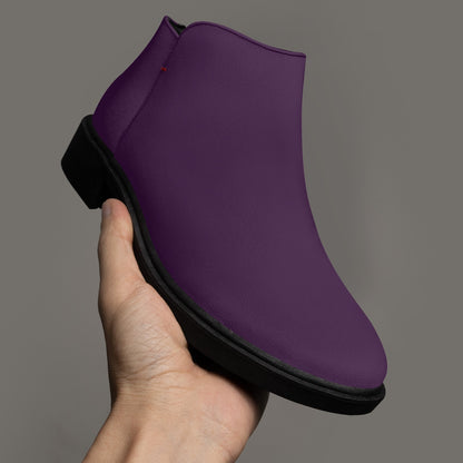 Deep Purple Zipper Unisex Suede Ankle Boots