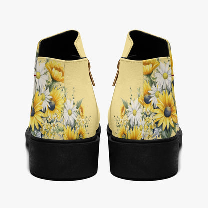 Sunflowers and Daisies Unisex Fashion Zipper Boots