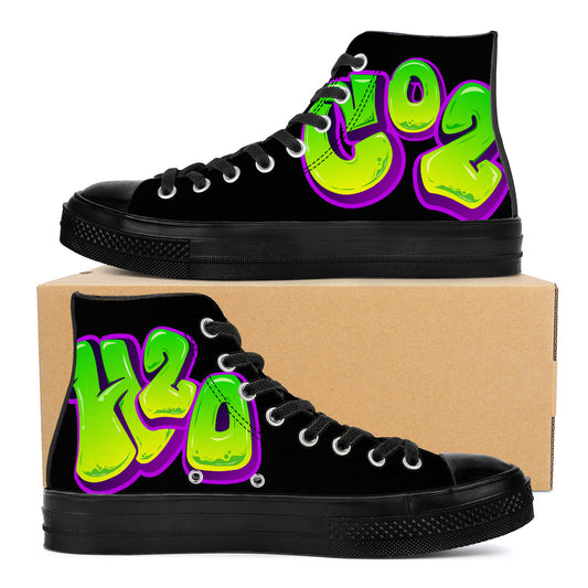 Personalize Graffiti Style Letters- High Top Canvas Shoes - Black