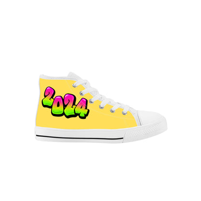 Personalize Graffiti Style Letters- Kids High Top Canvas Shoes