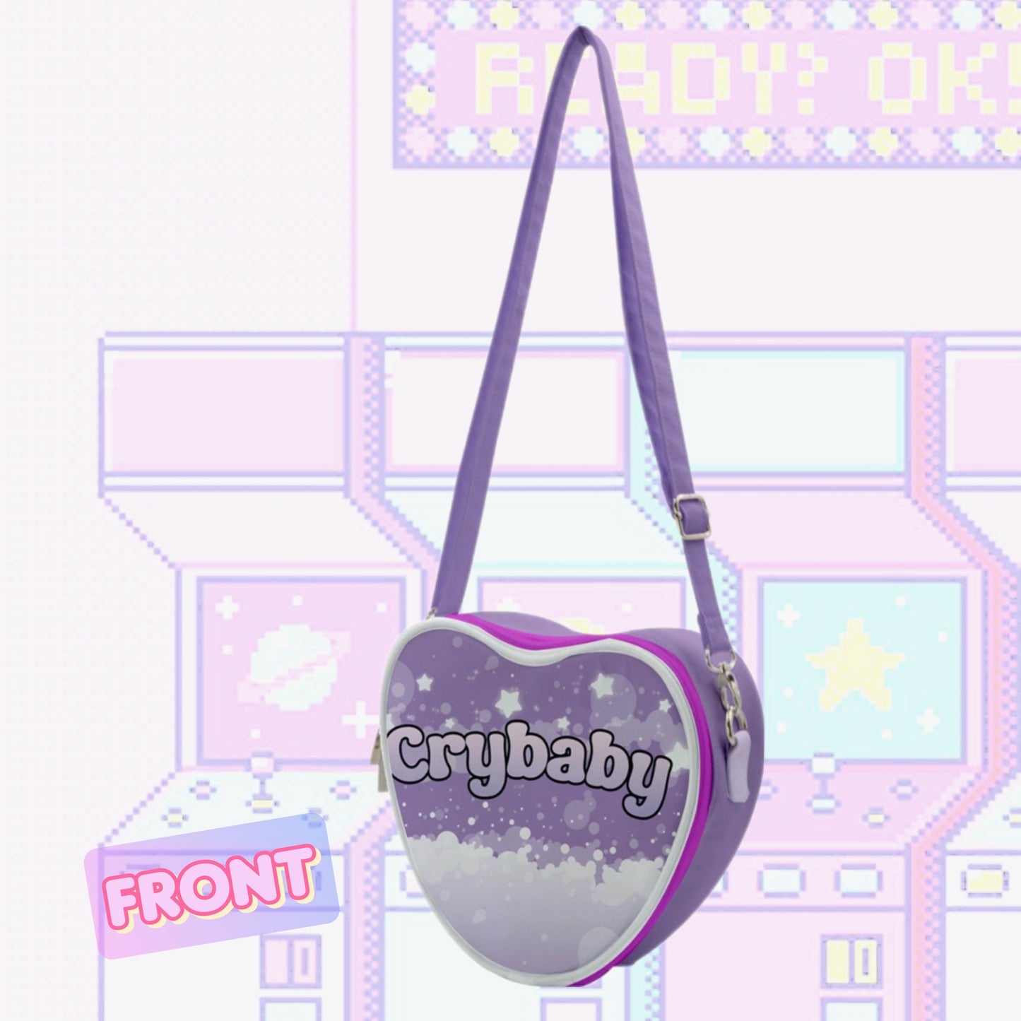 Crybaby Heart Shaped Shoulder Bag-Purple